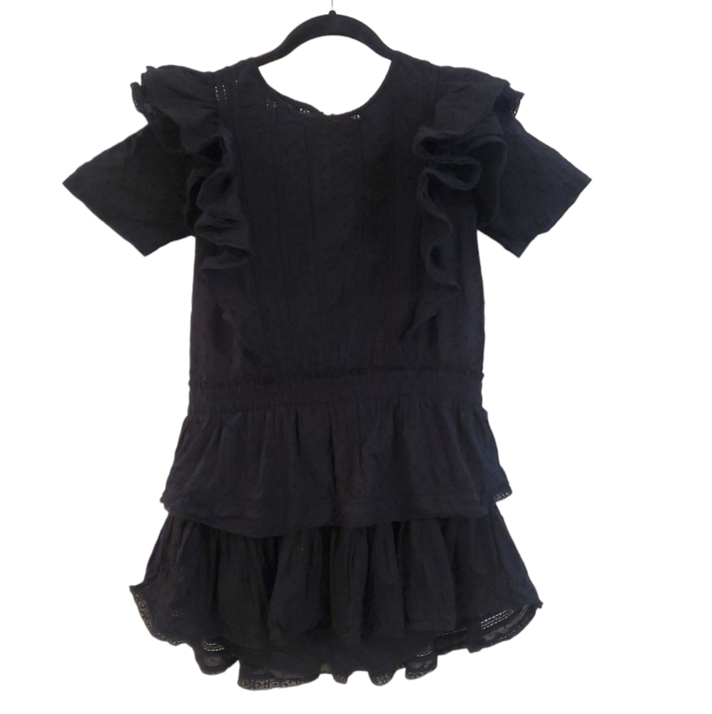 LoveShackFancy Women's Black Natasha Ruffled Lacy Micro‎ Mini Dress XS - Picture 3 of 9